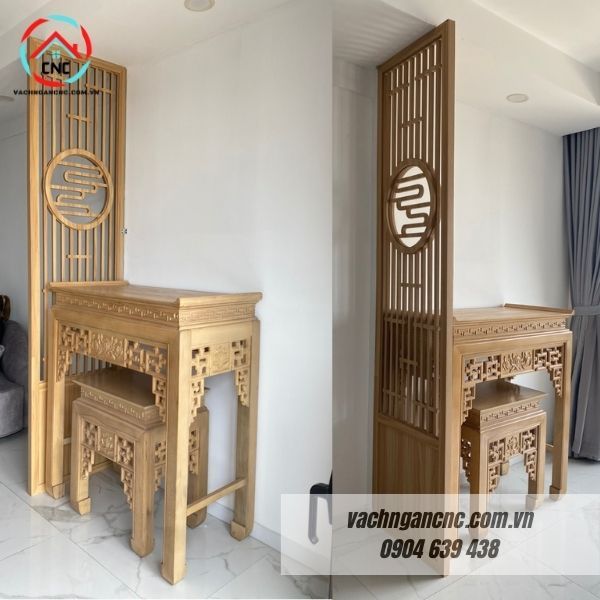 Thiết kế nội thất với các mẫu vách ngăn bàn thờ đẹp độc đáo trong phong cách Việt