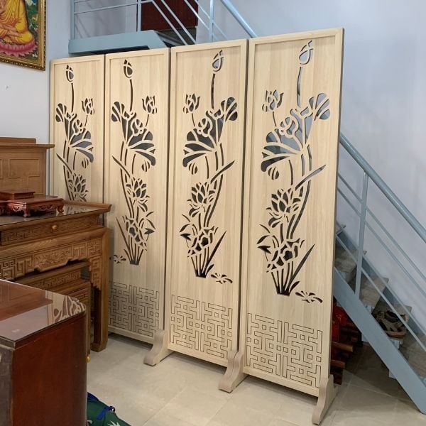 Bình phong ngăn phòng bằng gỗ cnc đẹp bền đẹp- giá rẻ quận 12