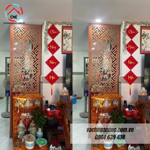 Vách ngăn bàn thờ ông địa- thu hút phong thủy tài lộc