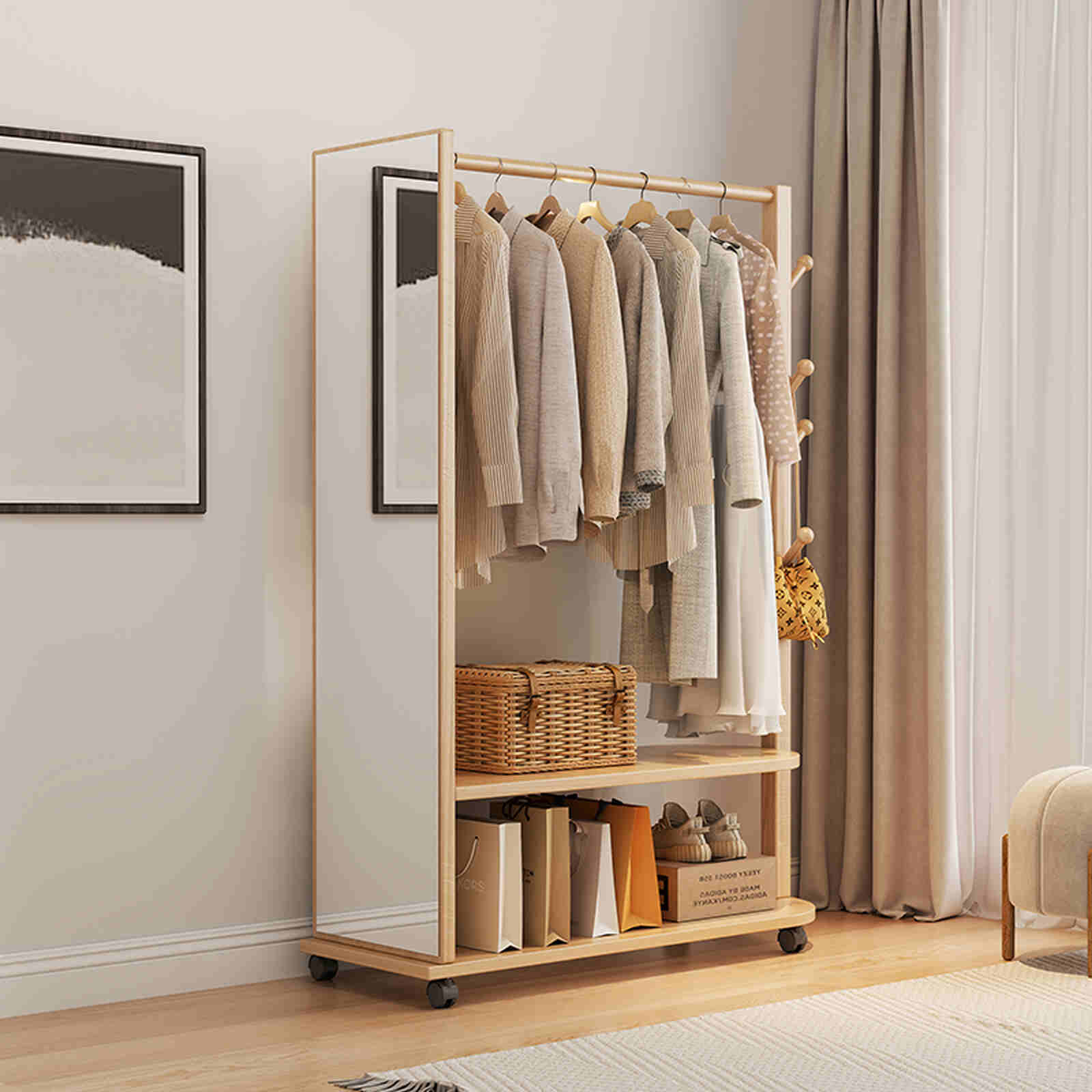 Giá treo quần áo kết hợp gương