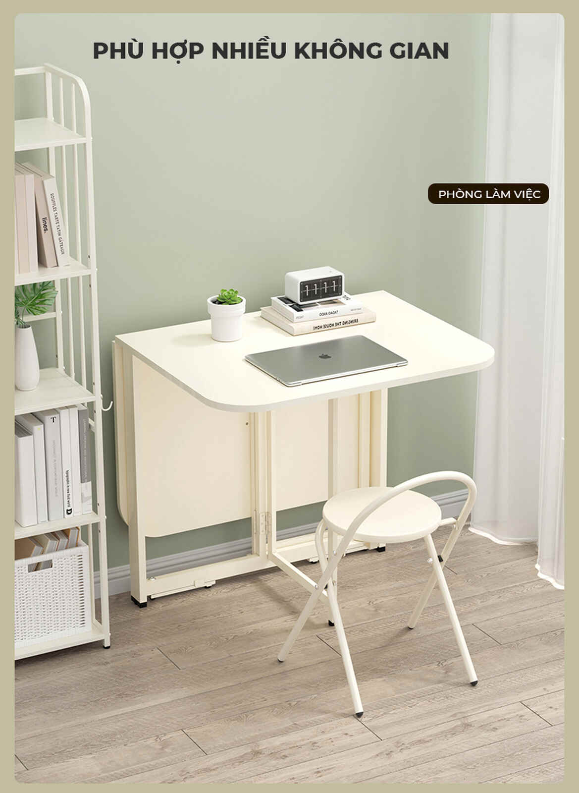 Bàn Ăn Thông Minh Gấp Gọn Full Trắng Tinh Tế