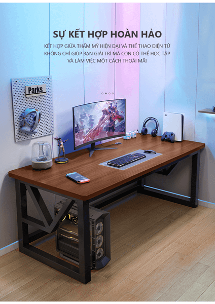 bàn gamoing chân sắt hộp gỗ