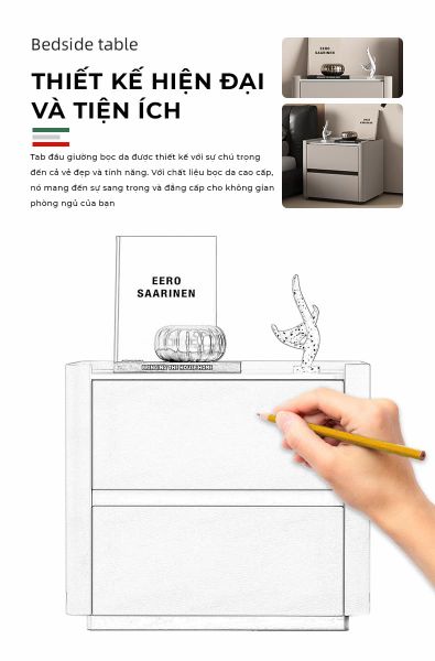 tab đầu giường bọc da - GM153