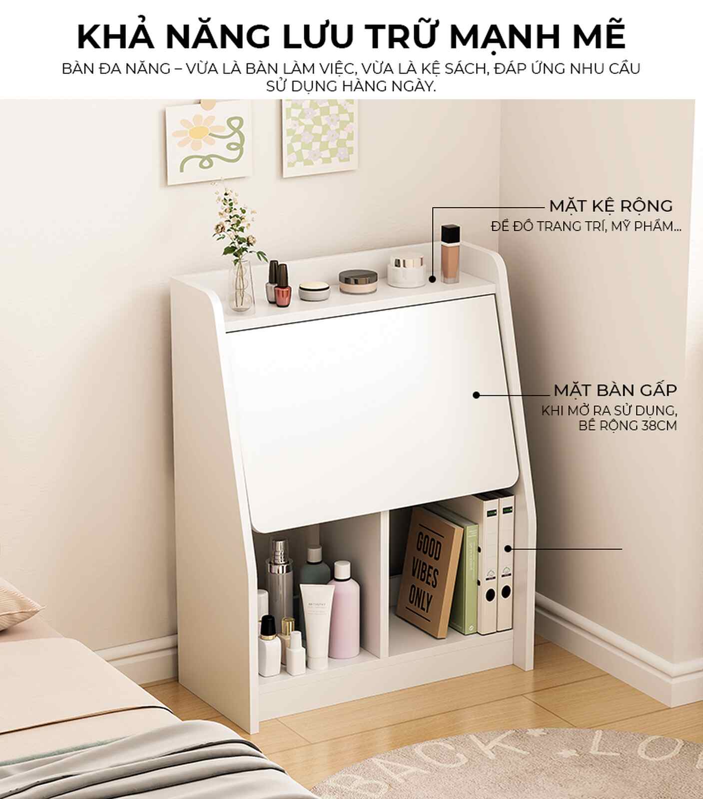 Bàn trang điểm gấp gọn đa năng