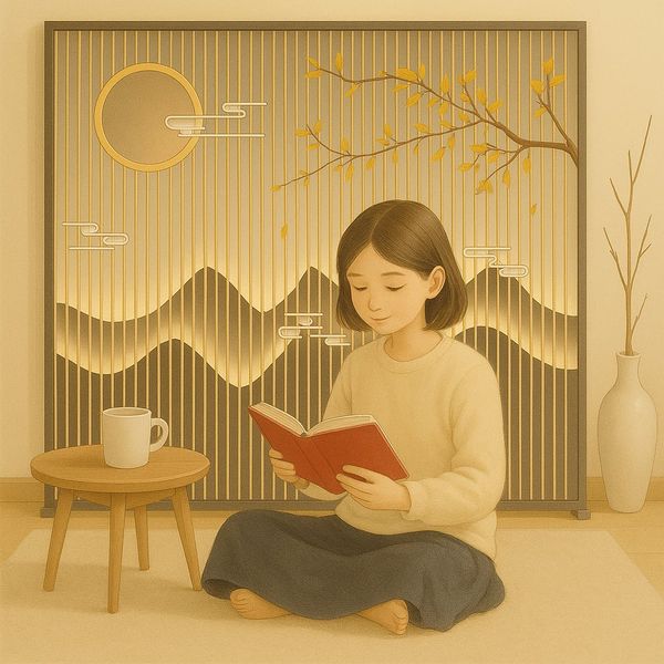 bộ bình phong họa tiết 4 tấm