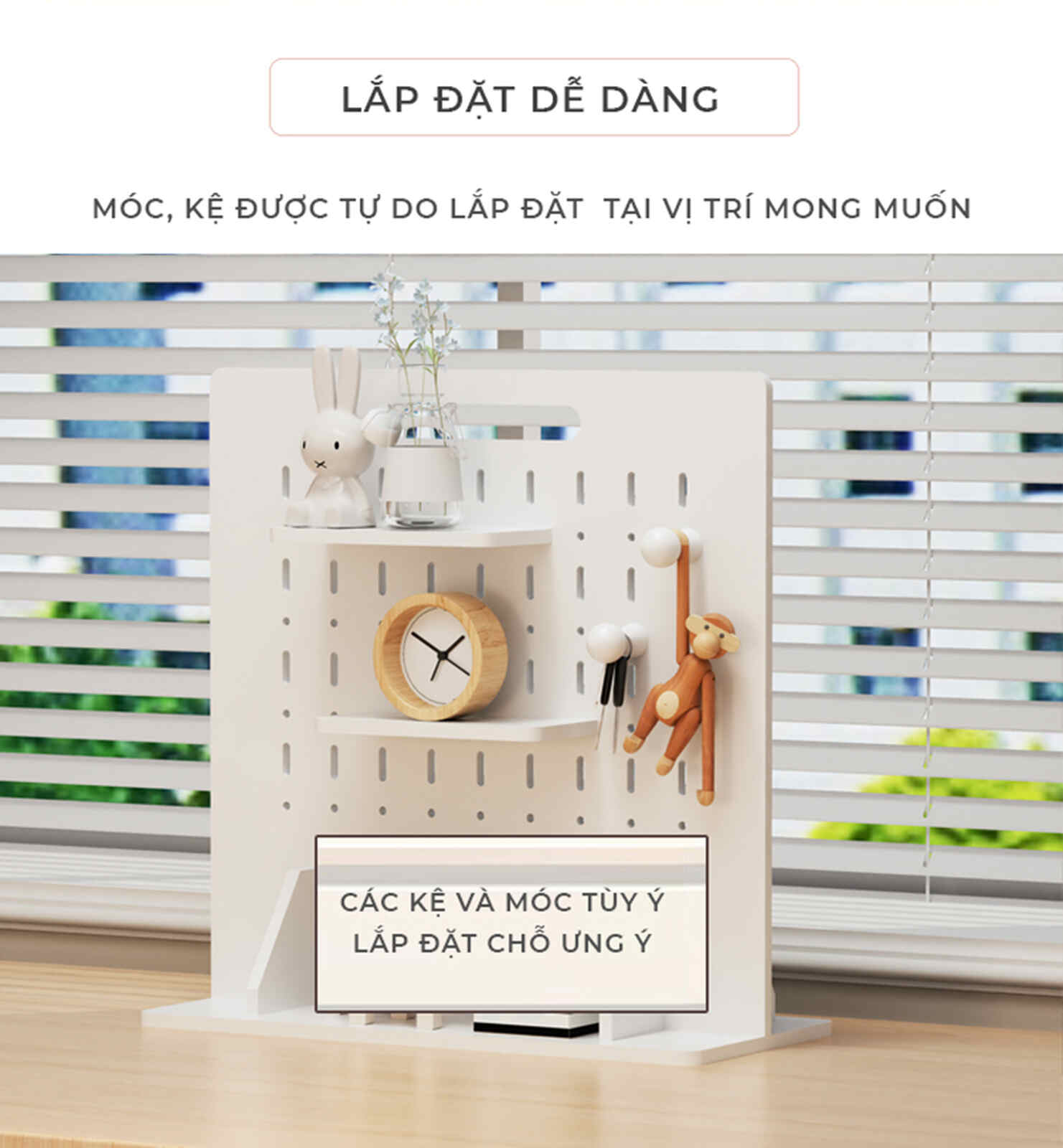 Bảng pegboard đa năng sắp xếp bàn làm việc