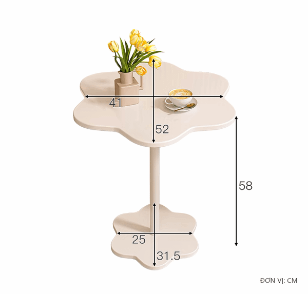 bàn trà hình cánh hoa