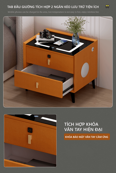 tab đầu giường bọc da