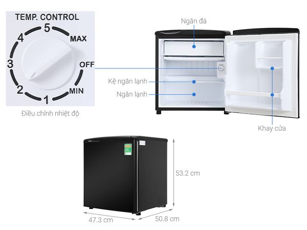thông số Tủ lạnh Aqua 50 lít AQR-D59FA(BS)