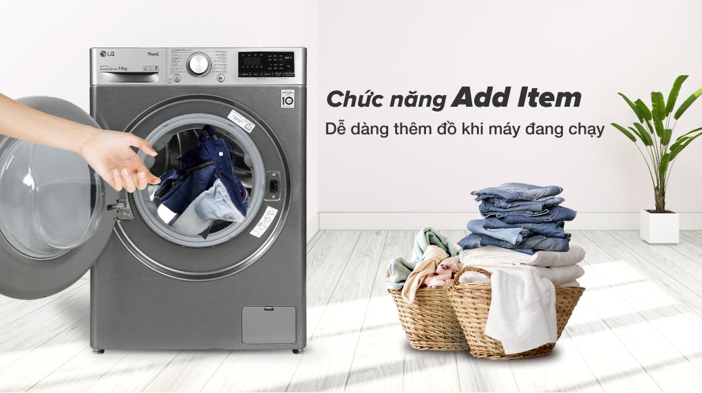 công nghệ thêm quần áo trên Máy giặt LG AI DD Inverter 10 kg FV1410S4P