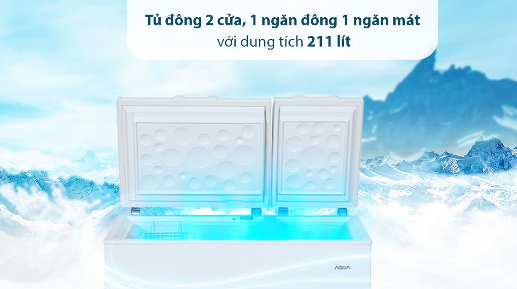 dung tích tủ đông AQUA 211 lít AQF-C3102S dàn lạnh đồng làm lạnh 3d