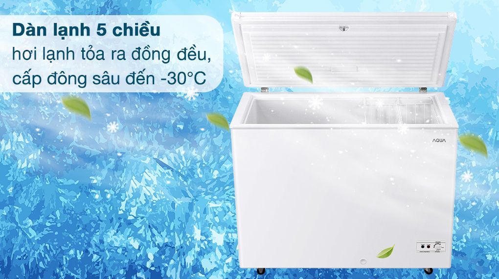 Tủ đông Aqua Inverter 301 lít AQF-C4001E kháng khuẩn khử mùi dàn lạnh 5 chiều
