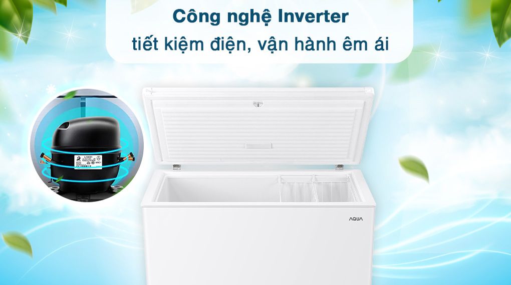 Tủ đông Aqua Inverter 301 lít AQF-C4001E kháng khuẩn khử mùi dàn lạnh 5 chiều công nghệ inverter