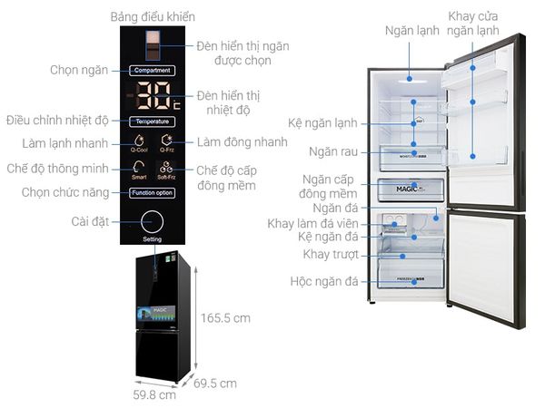 thông số Tủ lạnh Aqua Inverter 317L AQR-IG338EB GB