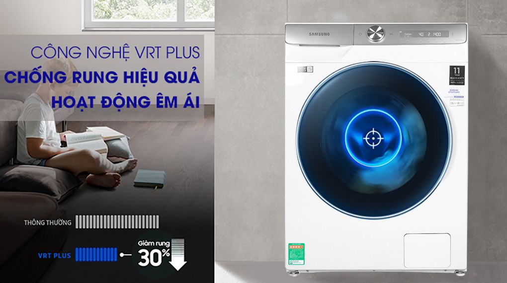 Công nghệ êm ái Máy giặt Samsung Inverter 9 Kg WW90TP54DSH/SV