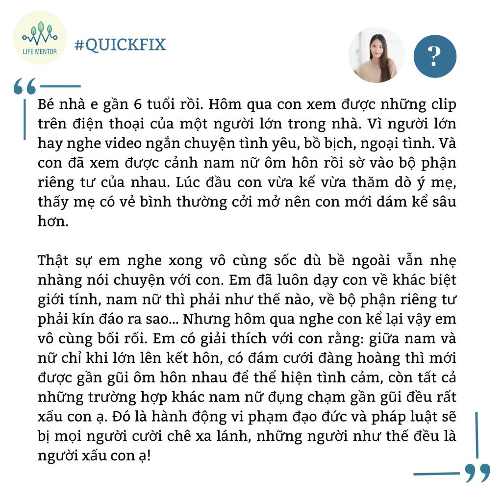 Làm sao để con hiểu đúng về tình yêu và giới tính sau khi xem video nhạy cảm?