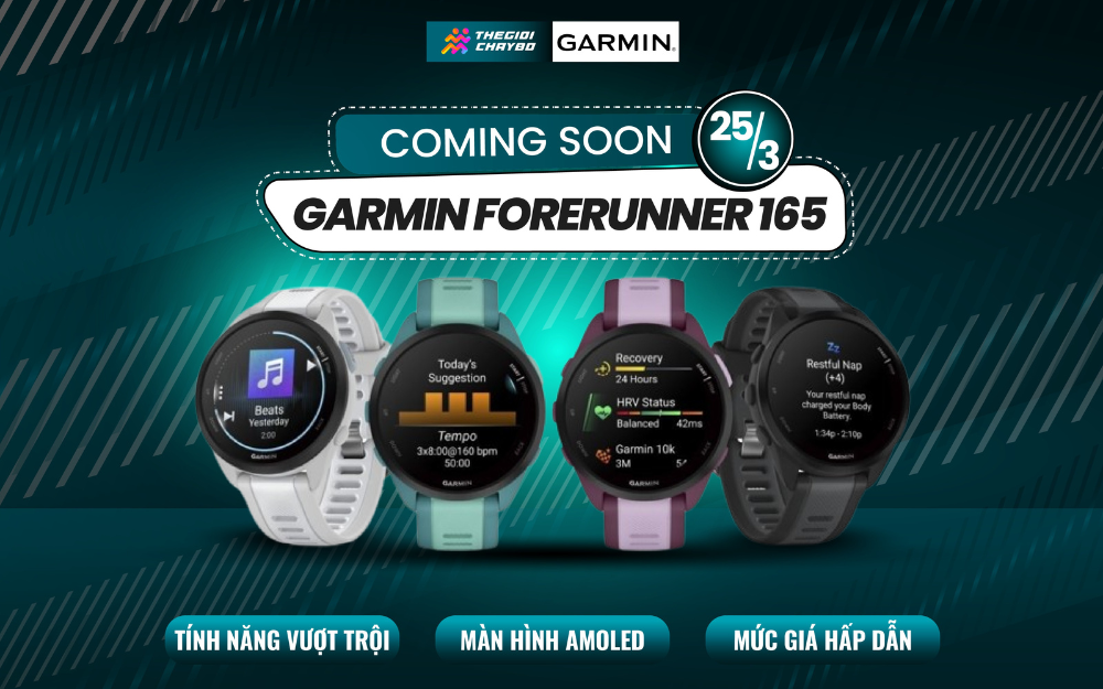 TGCB Mở Bán Đồng Hồ Garmin Forerunner 165 Màn hình AMOLED