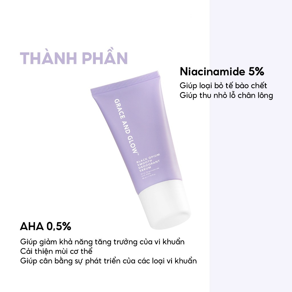 Grace And Glow Lăn khử mùi Black Opium Smooth Deodorant Serum With Niacinamide And AHA 50ml