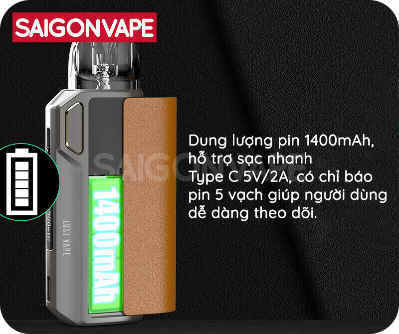 Pod System Lost Vape Thelema Elite 40 co dung luong pin 1400mAh
