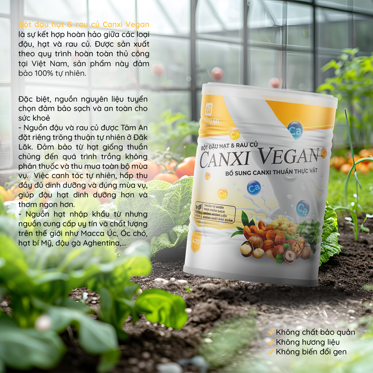 bột đậu hạt rau củ canxi vegan 420g