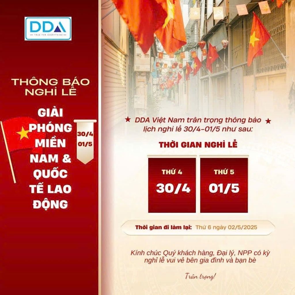 THÔNG BÁO NGHỈ LỄ 30/4 - 1/5