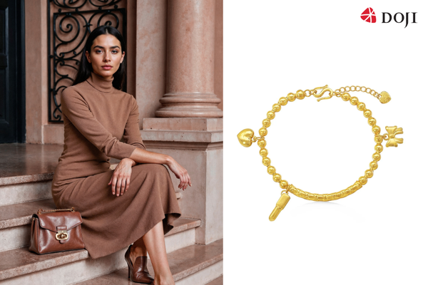 Mẫu lắc tay charm vàng 24k thể hiện khả năng mix & match thông minh, giúp bạn tạo nên một diện mạo không trùng lặp với bất kỳ ai.