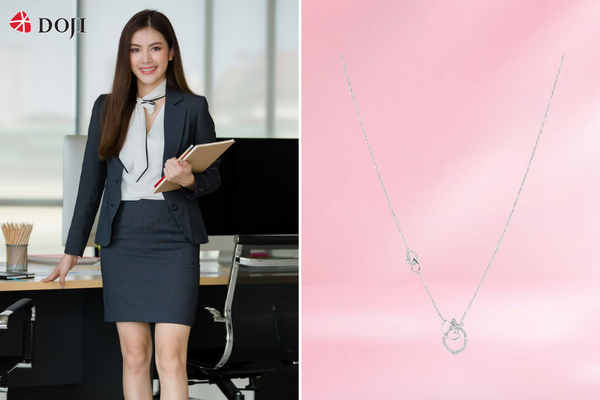 Bạn có thể tạo dựng hình ảnh quý cô công sở chuyên nghiệp và duyên dáng với các mẫu dây chuyền thuộc BST Lady Boss