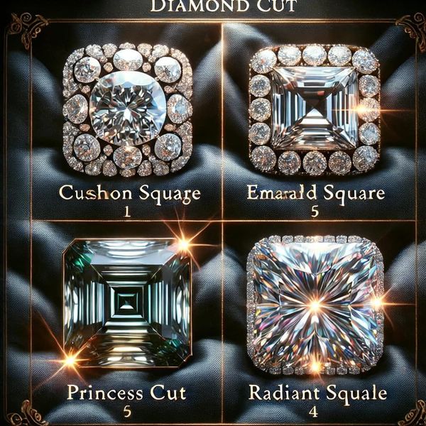 Giác cắt Cushion Square, Emerald Square, Princess Cut và Radiant Square