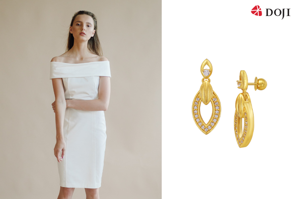 Đôi hoa tai vàng 24K mang đến nét trưởng thành, sang trọng và có chiều sâu phong cách
