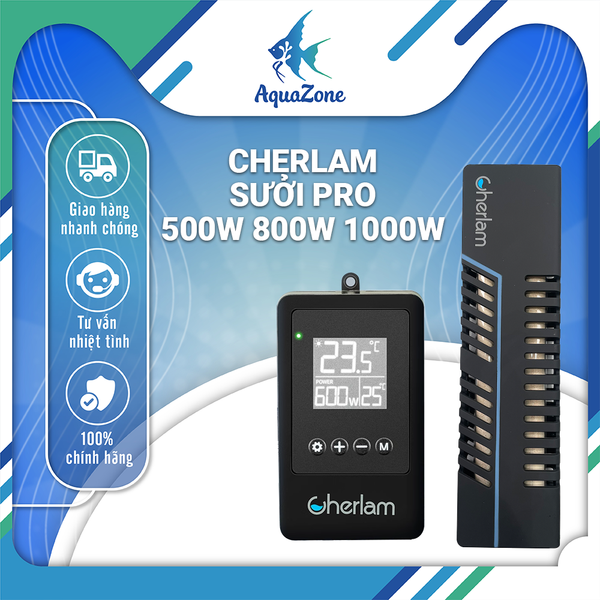 Máy sưởi bể cá Cherlam Pro 500w 800w 1000w có 4 đầu dò nhiệt độ công nghệ mới