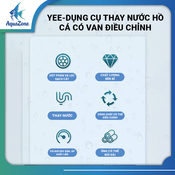 Dụng cụ thay nước hồ cá Yee có van điều chỉnh dài 1m5 2m6 dành cho bể cá vừa và lớn