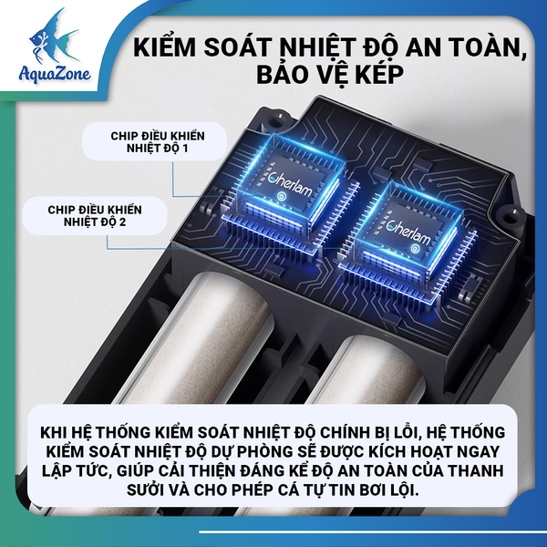 Máy sưởi bể cá Cherlam Pro 500w 800w 1000w có 4 đầu dò nhiệt độ công nghệ mới