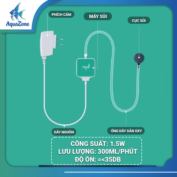 Thông số kỹ thuật Sủi Oxy Mini Siêu Êm Nepall