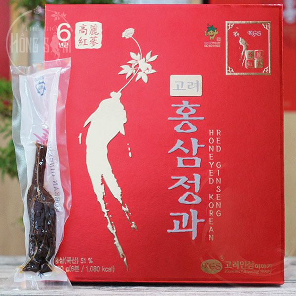 Hình ảnh hồng sâm củ tẩm mật ong KGS hộp 6 củ * 50g chính hãng Hàn Quốc.