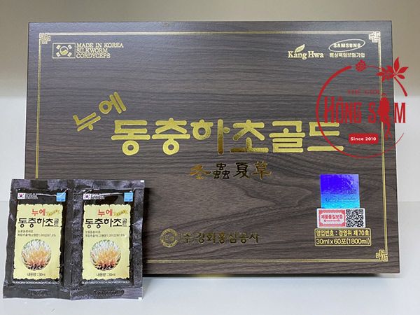 Hình ảnh nước đông trùng hạ thảo Kanghwa hộp gỗ đen 60 gói * 30ml chính hãng Hàn Quốc.