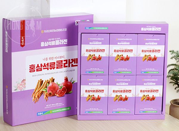 Nước hồng sâm collagen lựu hộp 30 gói x 50ml chính hãng Hàn Quốc.