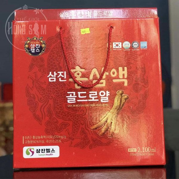 Nước hồng sâm Sam Jin hộp 30 gói x 70ml chính hãng Hàn Quốc.