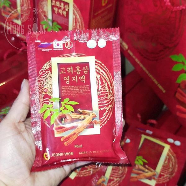 Hình ảnh nước hồng sâm linh chi Jeong Won hộp 30 gói x 80ml chính hãng Hàn Quốc tại Shop