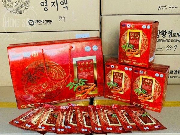Hình ảnh nước hồng sâm linh chi Jeong Won hộp 30 gói x 80ml chính hãng Hàn Quốc tại Shop