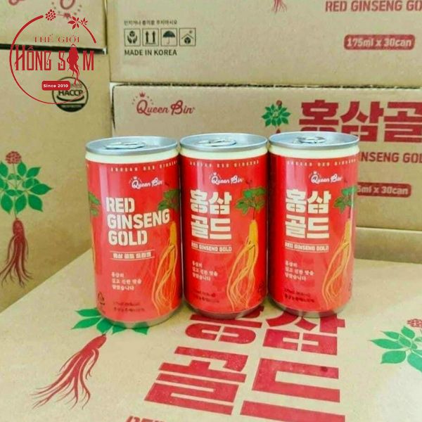 Nước hồng sâm lon Queen Bin thùng 30 lon * 175ml chính hãng Hàn Quốc - Hình ảnh: Thế Giới Hồng Sâm