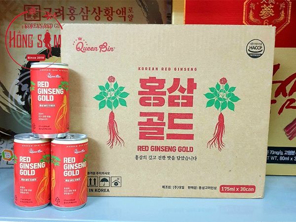 Nước hồng sâm lon Queen Bin thùng 30 lon * 175ml chính hãng Hàn Quốc - Hình ảnh: Thế Giới Hồng Sâm