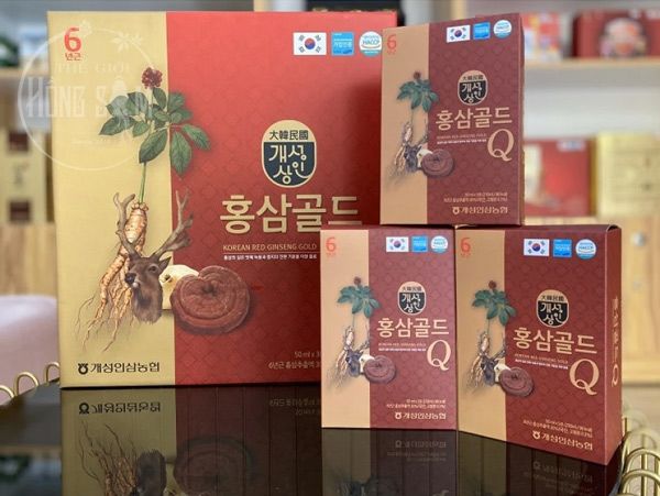 Nước hồng sâm nhung hươu linh chi Gold Q chính hãng Hàn Quốc.