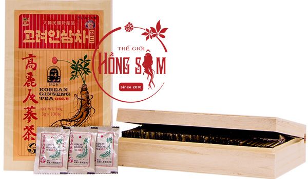 Hộp gỗ 100 gói trà hồng sâm Okinsam chính hãng Hàn Quốc tại Thế Giới Hồng Sâm
