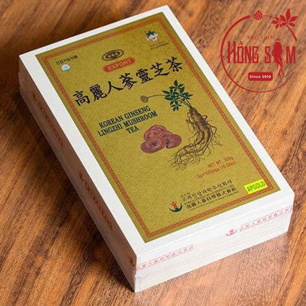 Trà hồng sâm linh chi Bio ApGold hộp gỗ 100 gói * 3g chính hãng Hàn Quốc.