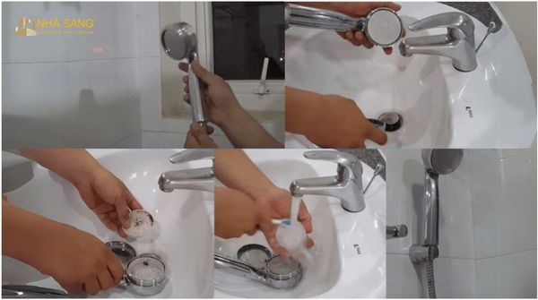 thao roi voi hoa sen de lam sach