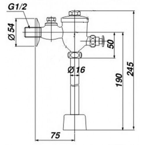 Van Xả Ấn Bồn Tiểu Inax UF-7V (UF-5V) Ống Thẳng