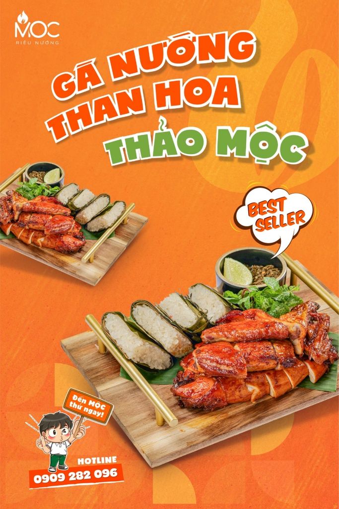 Gà nướng than hoa và muối thảo mộc - Món