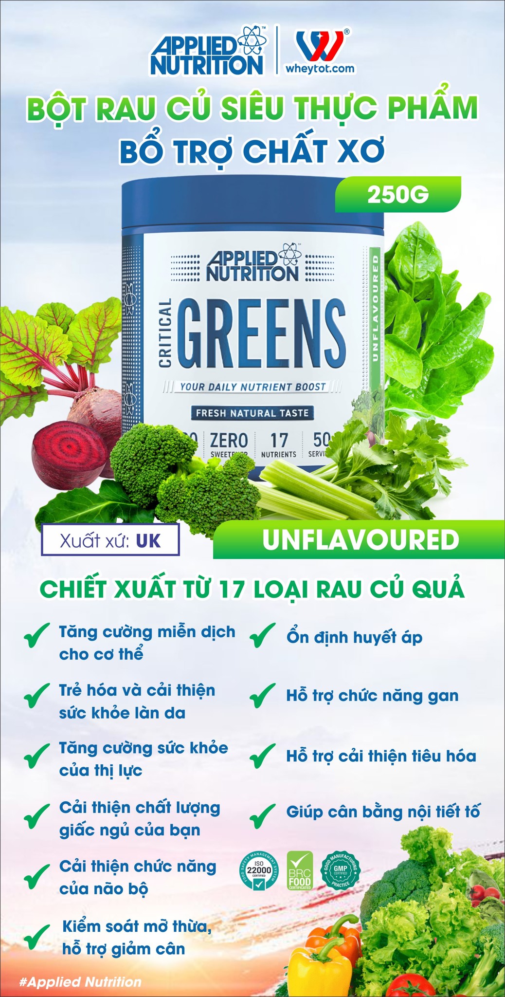 Applied Nutrition Critical Greens 250G (50 Servings)