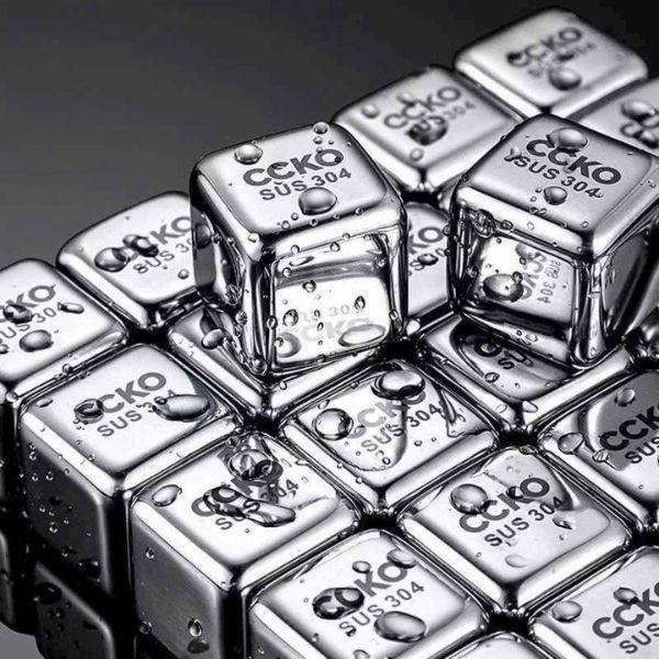 Bộ 8 đá lạnh inox CCKO VK9674 Thép không gỉ 304 tự nhiên an toàn không gỉ dẫn nhiệt và giữ nhiệt tốt
