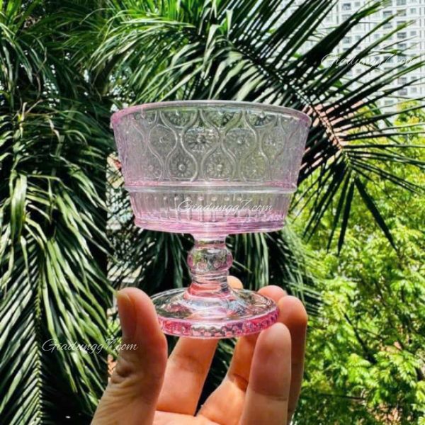 Bộ Ly Kem Pha Lê Godinger Claro 8 Món màu hồng Chất Liệu Pha Lê Không Chì Cao Cấp
